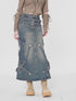 Ribbon Splicing Denim Skirt